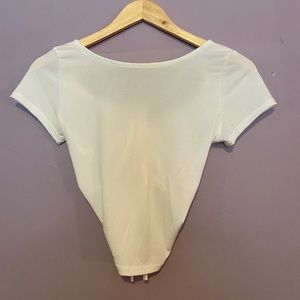 Women’s White Open-Back Cropped T-Shirt